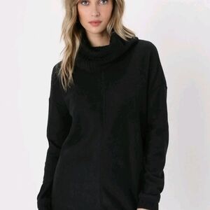 Women's Lulus Tea Reader Black Cowl Turtleneck Dress, Sz XS